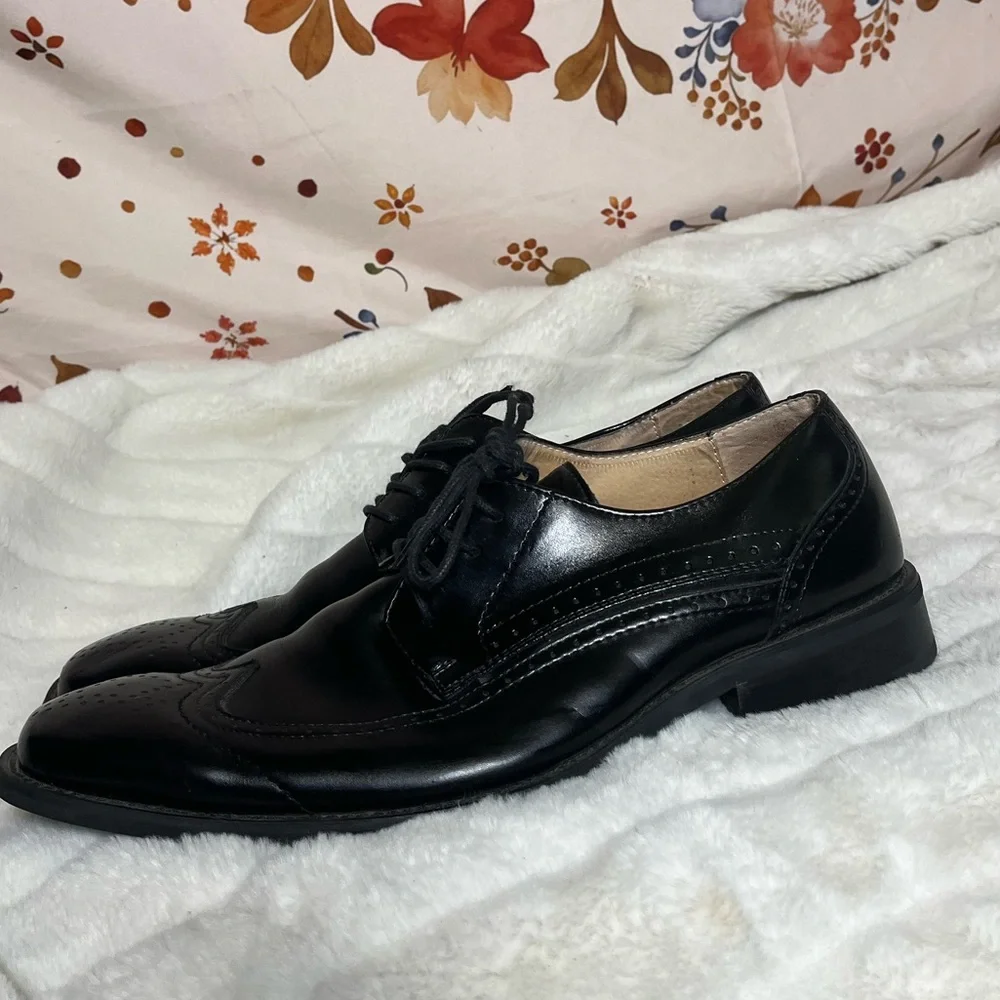 Giorgio Brutini Mens 11.5M Derby Black Lace Up Square Toe Workwear Office Shoes